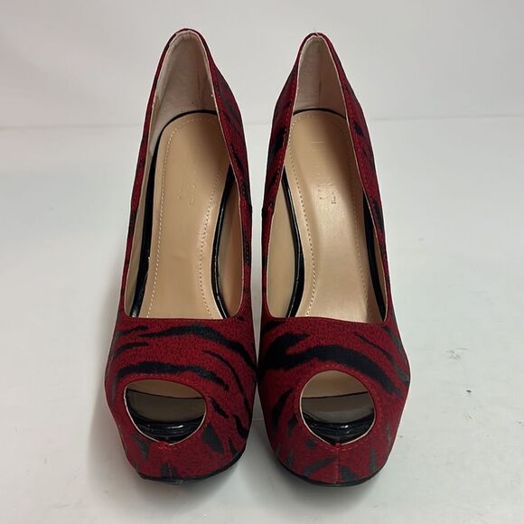 LILIANA Tiger Print peep toe platform stiletto heels, size 8 D17 - Picture 4 of 9